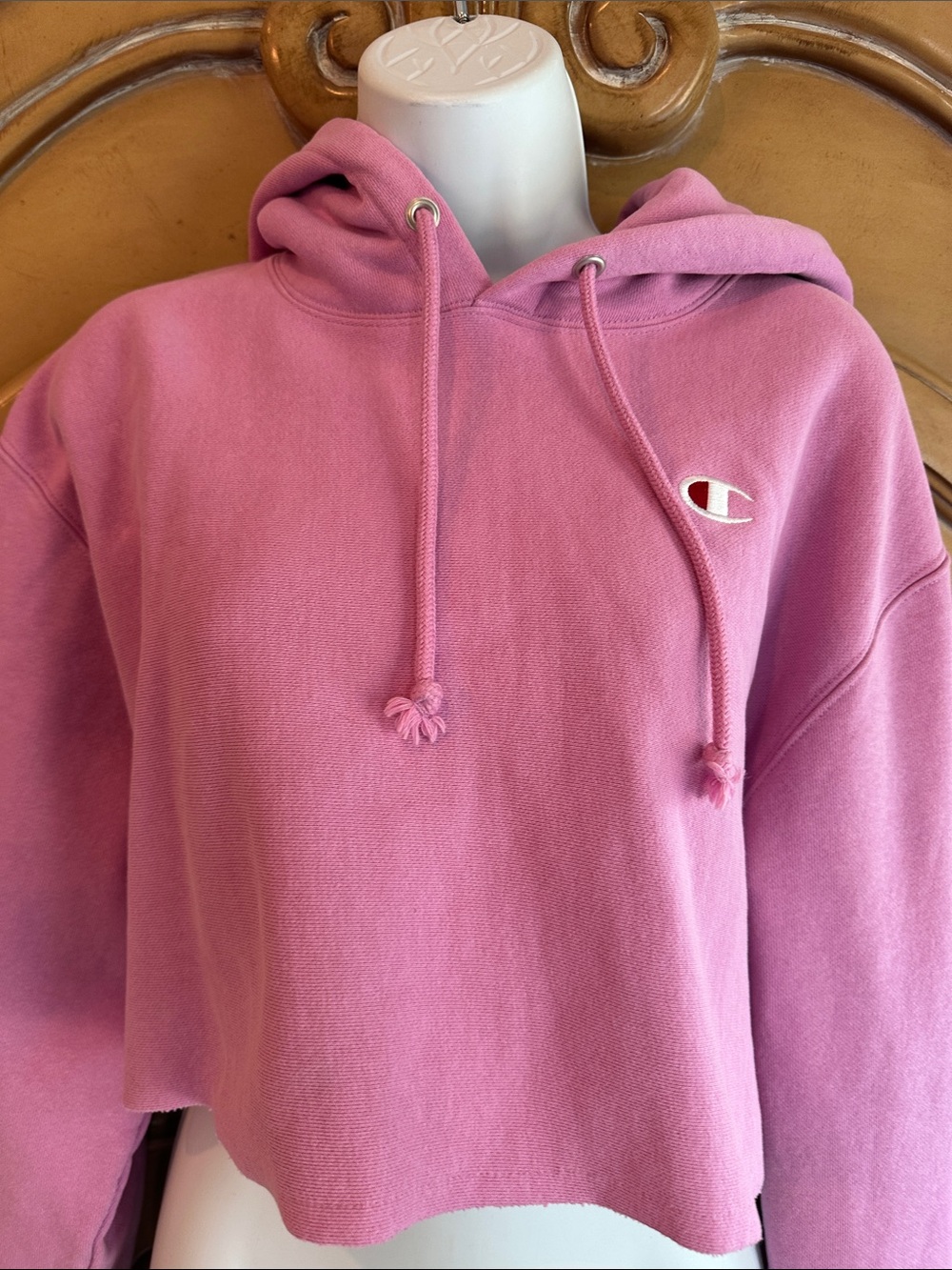 Champion Pink Cropped Crew Sweatshirt with Hood